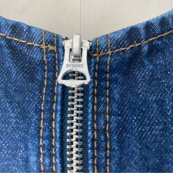 Redone 60s Belted Denim Mini Dress - S - Picture 13 of 15